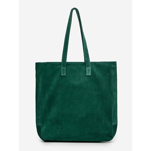 фото Сумка тоут lokis lk4s_pine повседневная, натуральная замша, вмещает а4, внутренний карман, зеленый