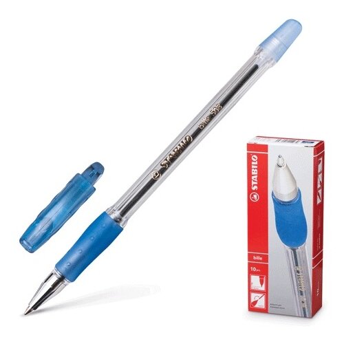Купить Ручка шариковая с грипом STABILO Bille , синяя, корпус прозрачный, узел 0, 7 мм, линия письма 0, 38 мм, 508/41
