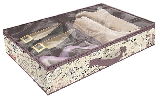 Кофр для хранения обуви Valiant Romantic 6-ти секционный со съемными перегородками 60х40х12 см