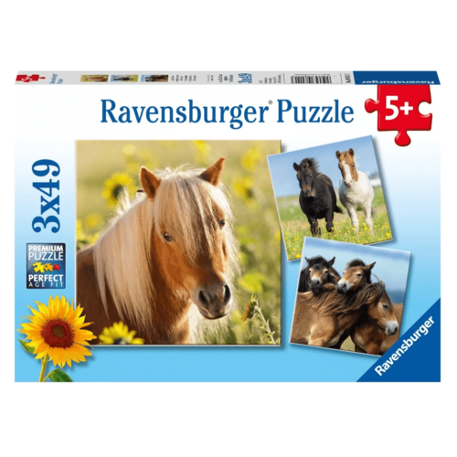 Ravensburger Пазл Пони 3х49 R08011 пазл большие строительные машины 3х49