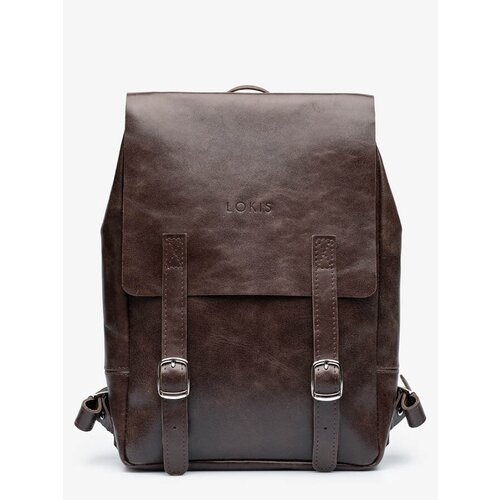 Рюкзак LOKIS, натуральная кожа, отделение для ноутбука, вмещает А4, внутренний карман, регулируемый ремень, коричневый