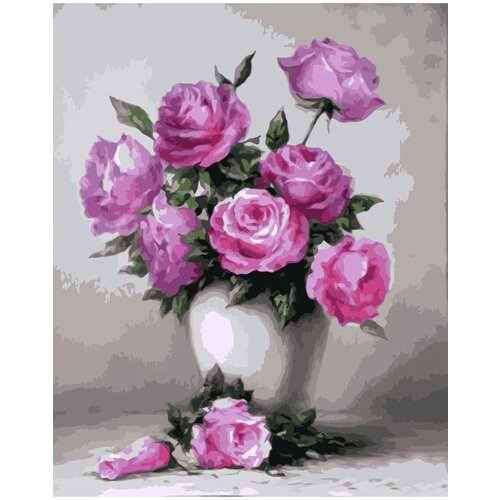 Алмазная мозайка 40х50 полная выкладка Пышные розы в вазе 1299₽