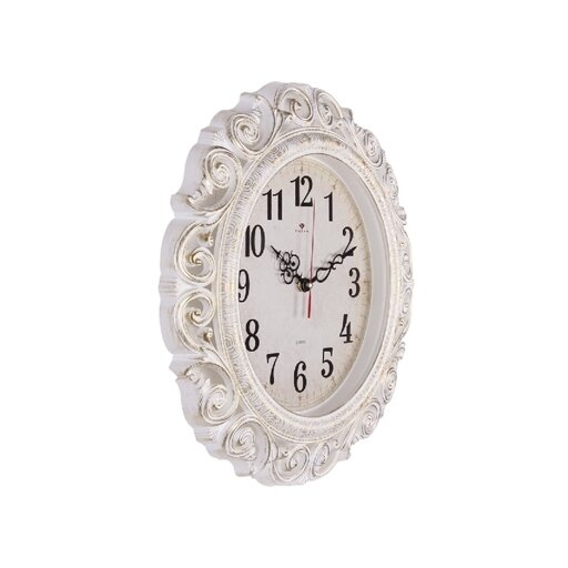 Часы настенные Рубин серия: Ажур, d 40,5 см, белые с золотом, плавный ход
