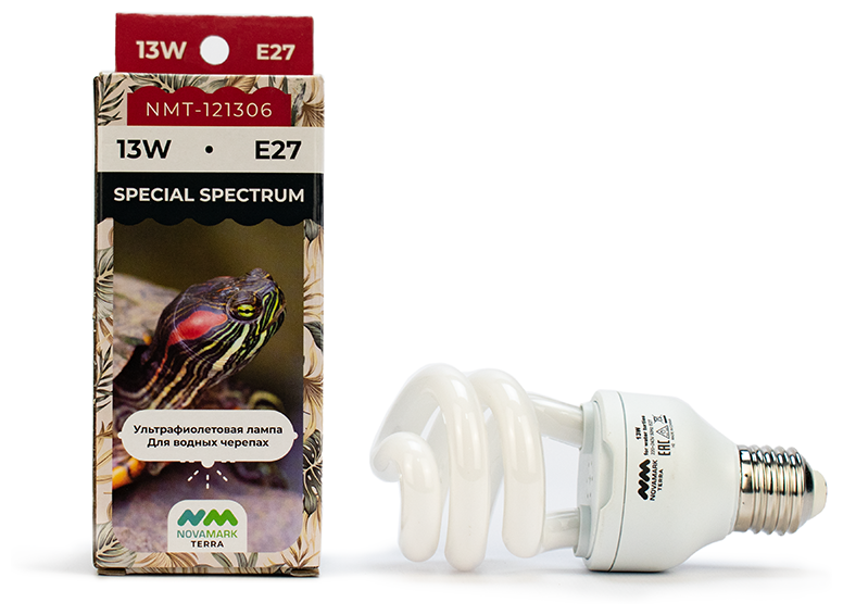 Лампа УФ NOVAMARK TERRA Special Spectrum Для водных черепах, 13W, E27