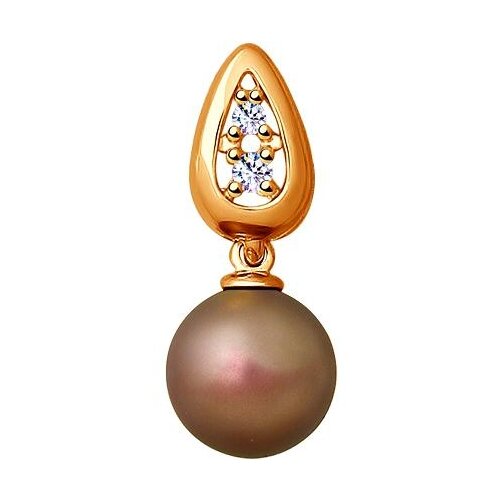 фото Эстет подвеска с жемчугом и фианитами из серебра с позолотой р3п25030373п