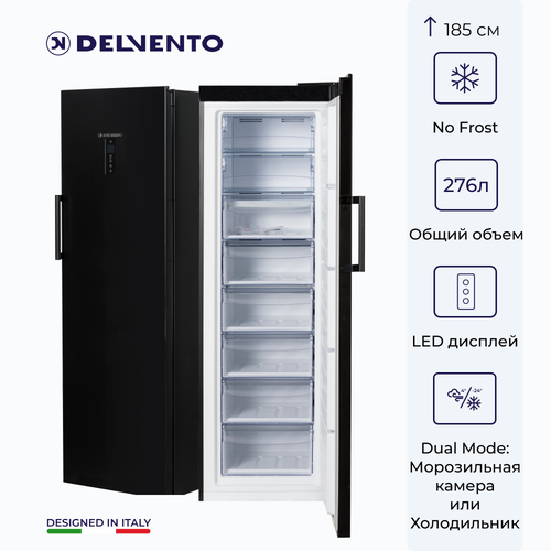 Вертикальный морозильный шкаф DELVENTO VB8301A+ / 185см / FULL NO FROST / DUAL MODE / холодильник+морозильная камера / LED дисплей / перевешиваемые двери / 3 года гарантии