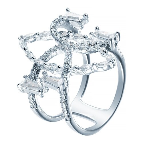 фото Jv кольцо с фианитами из серебра r26837-w-ko-001-wg, размер 17.5