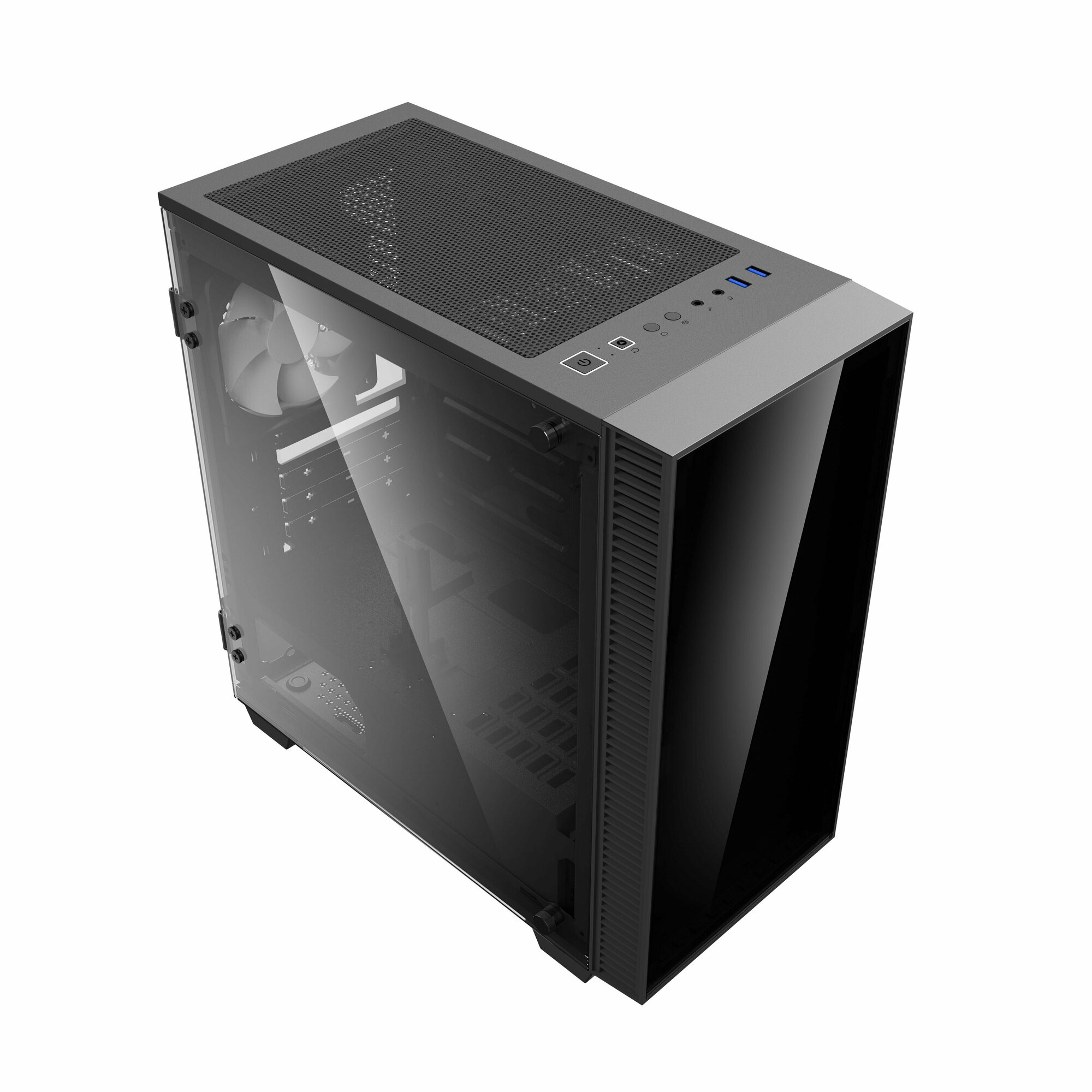 GameMax Компьютерный корпус без блока питания mATX/ Gamemax Mini Abyss mATX case black w/o PSU w/2xUSB30 w/1x12cm ARGB rear fan (FN-12Rainbow-M)