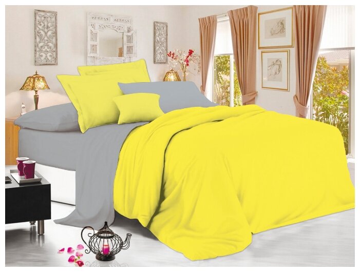 Комплект постельного белья Миланика Солнечное настроение 2-спальный с простыней Евро сатин 100% хлопок