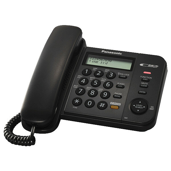 Телефон проводной Panasonic KX-TS2358RUB чёрный