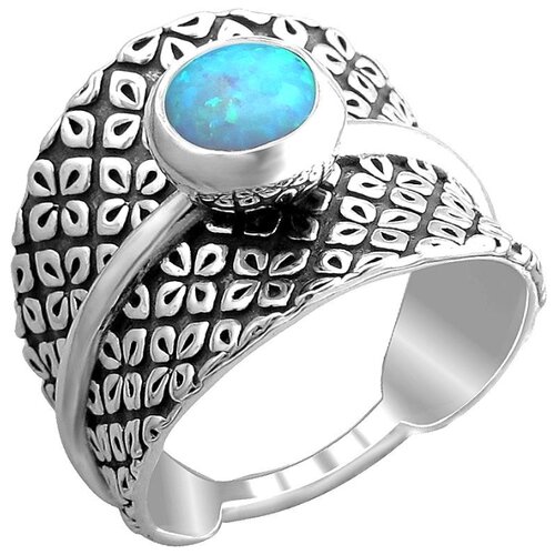 фото Эстет кольцо с опалами из чернёного серебра к3к253585ч, размер 17.5