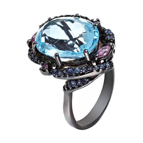 фото Element47 кольцо из серебра 925 пробы с сапфирами и топазом knlp1233_glsa_ps_bt_blk, размер 18