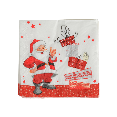 Купить Страна Карнавалия Салфетки бумажные «Дед Мороз и подарки», 33х33 см, набор 20 шт., белый/красный