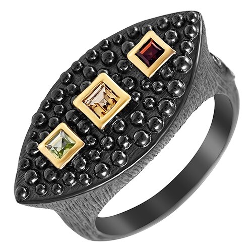 фото Element47 кольцо из серебра 925 пробы с цитринами, гранатами и перидотами yr00897_ko_ct_gr_pd_bj, размер 18