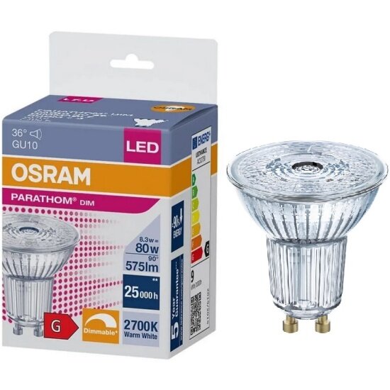 Светодиодная лампа Ledvance-osram OSRAM PARATHOM DIM Spot PAR16 GL 80 dim 8,3W/927 36° 575lm GU10