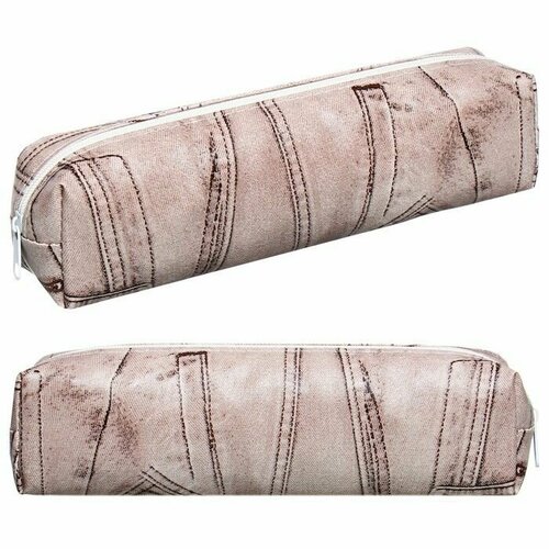 Пенал школьный на молнии Джинса Calligrata, коричневый