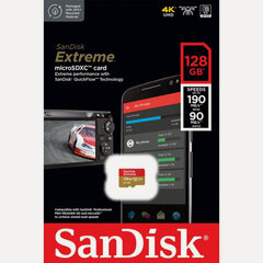 Изображение товара Карта памяти Sandisk microSDXC 128Gb Extreme UHS-I U3 V30 A2 (190/90 MB/s)