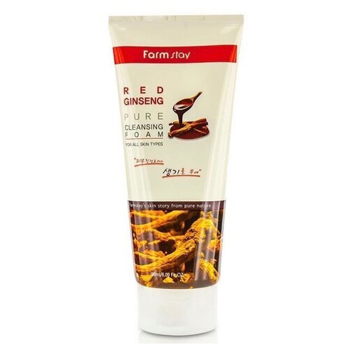 Омолаживающая пенка для умывания С экстрактом женьшеня FARMSTAY RED GINSENG PURE CLEANSING FOAM