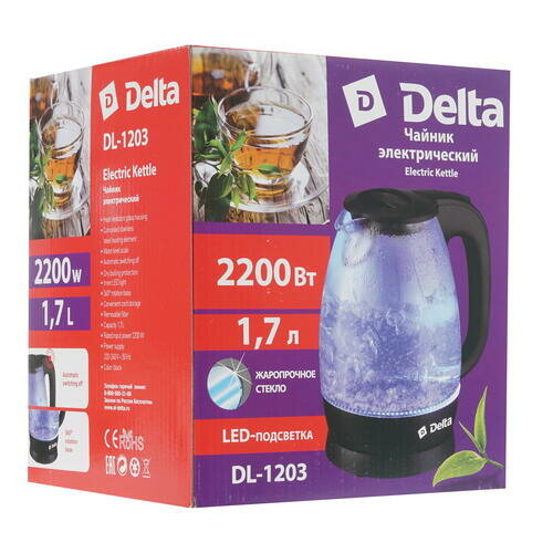 Чайник электрический Delta DL-1203, 2200Вт, 1,5л (цвета в ассорт.) БИТ - фото №5