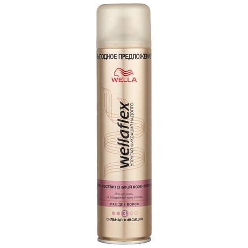 фото Wella Лак для волос Wellaflex Для чувствительной кожи головы сильной фиксации, сильная фиксация, 400 мл