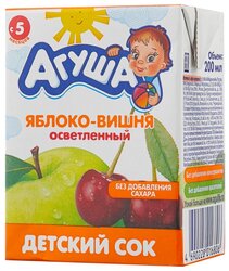 Сок осветленный Агуша Яблоко-вишня, с 5 месяцев