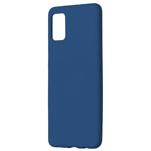 Матовый силиконовый чехол-накладка с бархатной подкладкой из микрофибры PERO для Samsung A51 / Silicone Case на Самсунг Галакси А51  синий