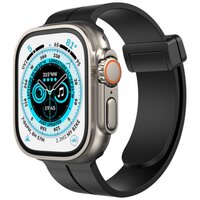 Силиконовый ремешок для Apple Watch 42-44-45-49 mm магнитный(черный)