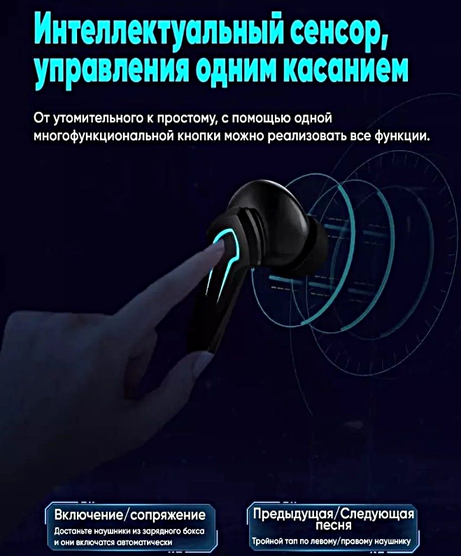 Беспроводные наушники P30 Игровые Bluetooth наушники Подсветка Сенсорное управление Черный WinStreak