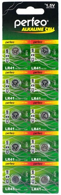 Батарейка Perfeo LR41/10BL Alkaline Cell 392A AG3 (10 штук)