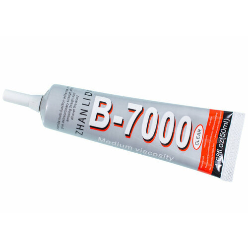 Клей B-7000 / B7000 (50 ml) прозрачный эластичный, для проклейки тачскринов и приклеивания страз клей герметик e 8000 e8000 110 ml прозрачный эластичный для проклейки тачскринов и приклеивания страз