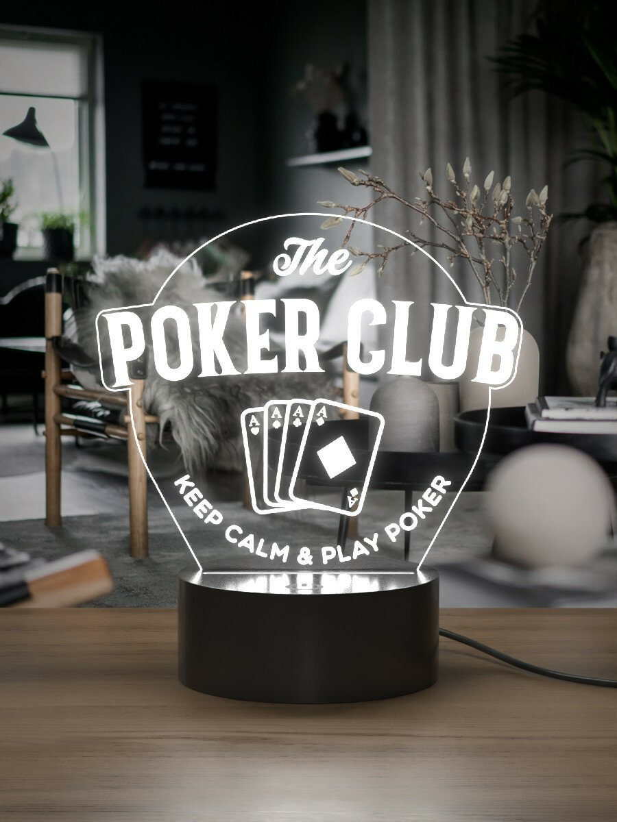 Световая надпись Poker Club / Ночник для игрока в покер казино - фотография № 5