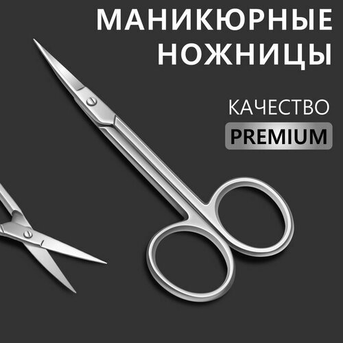 Ножницы маникюрные Premium загнутые узкие 105 см на блистере цвет серебристый 689₽