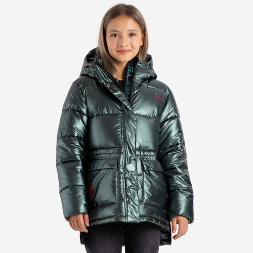 Парка Kapika, размер 152, зеленый куртка evacana зимняя средней длины силуэт свободный карманы несъемный капюшон ветрозащитная размер 42 серый