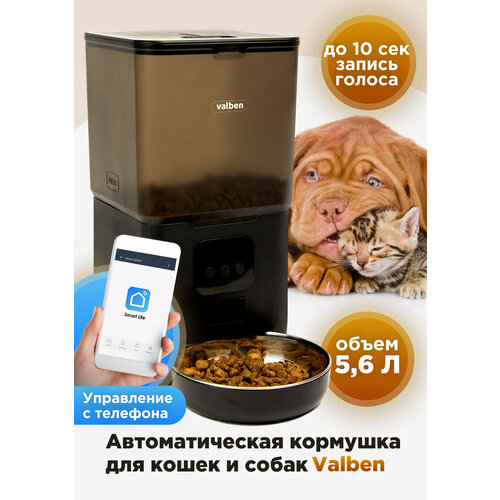 Автоматическая прозрачная кормушка для домашних животных 5,6 л, с WI-FI