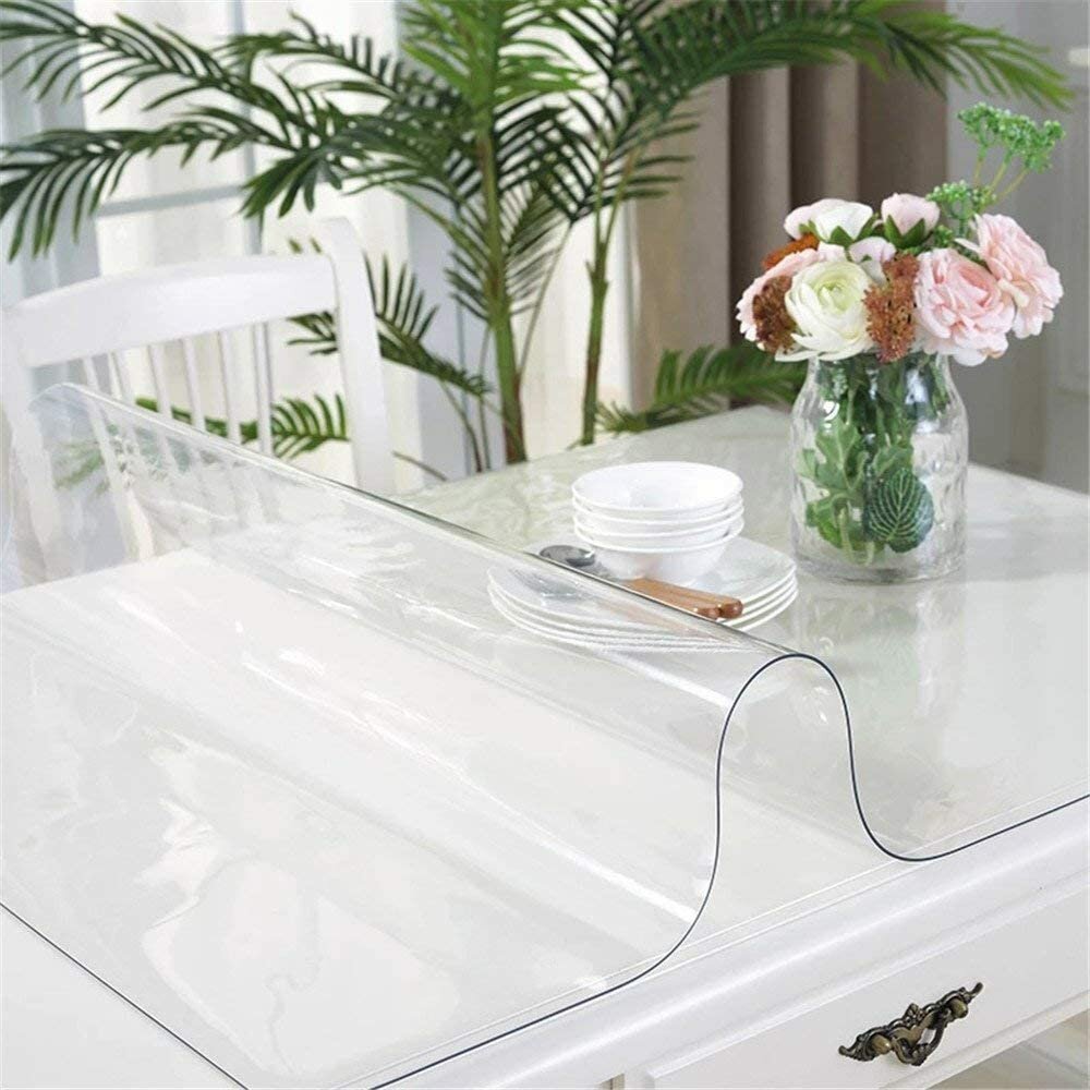 Скатерть силиконовая на стол прямоугольная, гибкое стекло, пленка прозрачная, защитное покрытие, 60x80 см, толщина 0,8 мм. - фотография № 2
