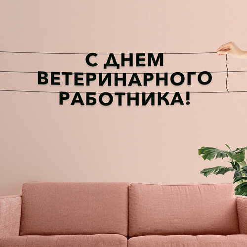 фото Бумажная гирлянда на стену, праздничная - “с днем ветеринарного работника“, гирлянда буквенная. эстетикор