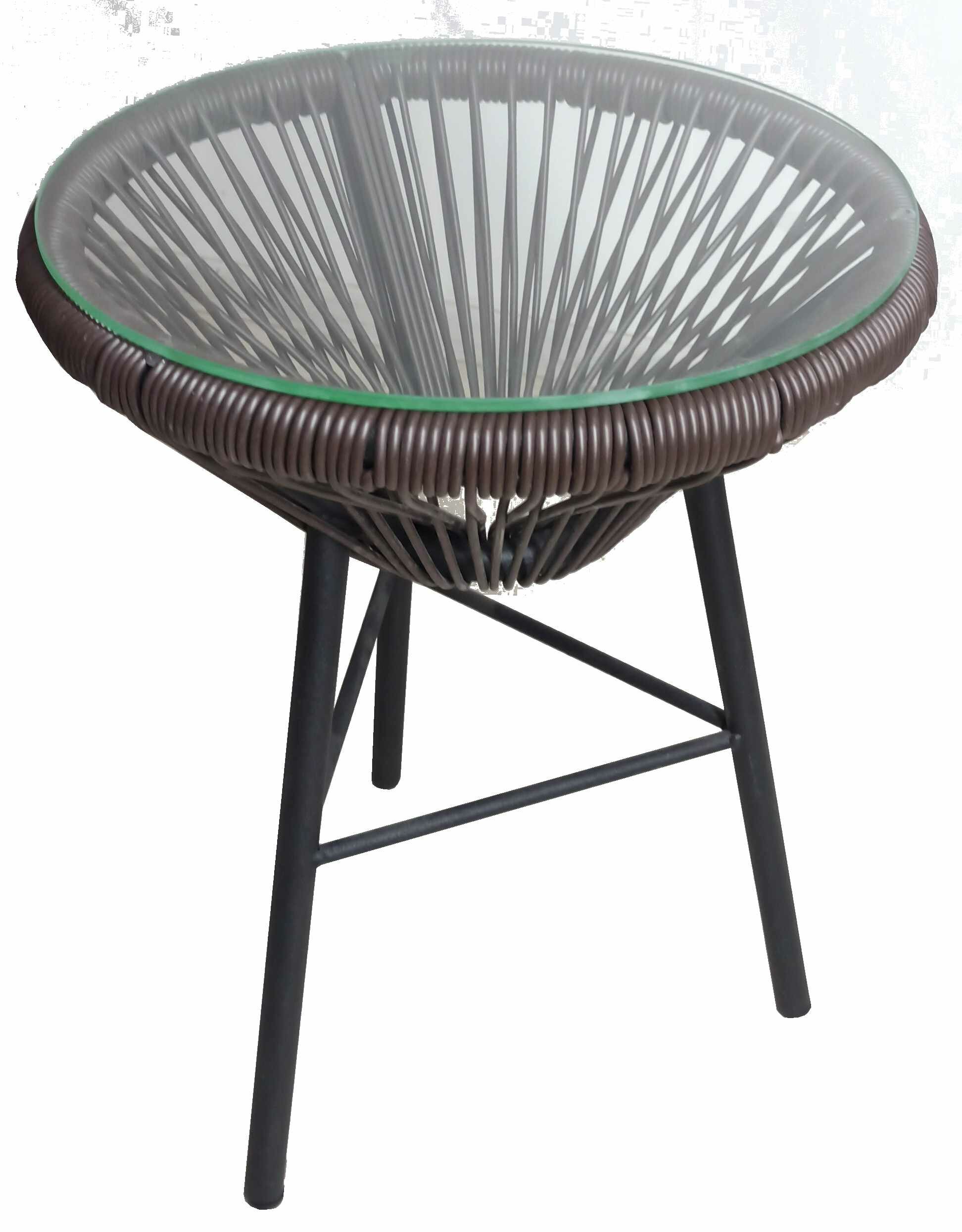 фото Стол Acapulco со стеклом ?42 h52 см ротанг темно-коричневый