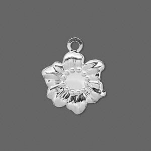 Подвеска, 22х18мм, цветок подсолнуха, базовый материал - латунь, посеребренный, 5 шт.