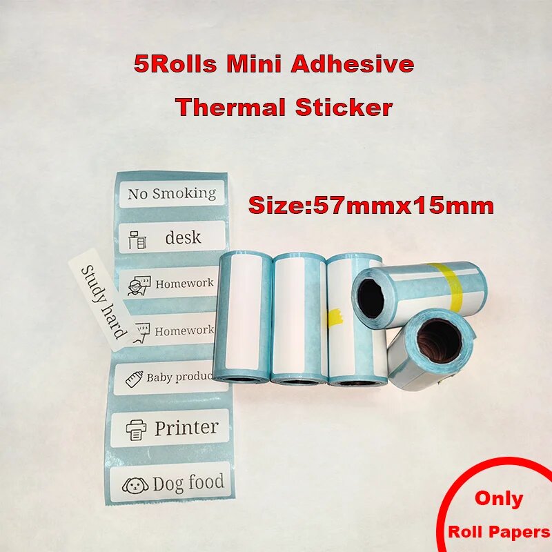 Карманный мини-принтер для фотографий, 5Rolls Mini Sticker