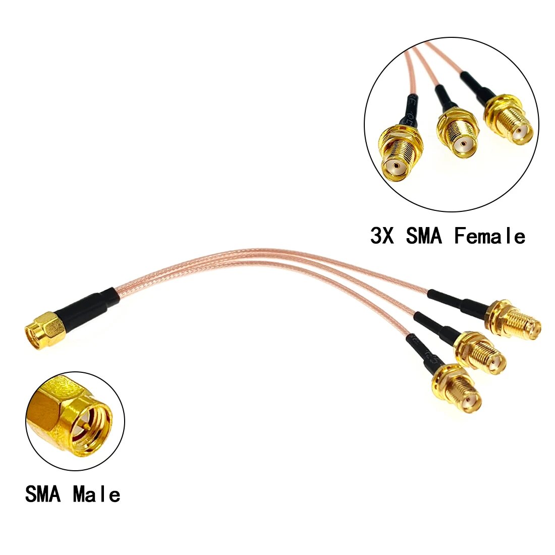 1 в 3 разветвитель адаптер SMA штекер переключатель 3X SMA гнездовая гайка RF коаксиальный кабель RG178 15 см 6 дюймов для беспроводного маршрутизатора