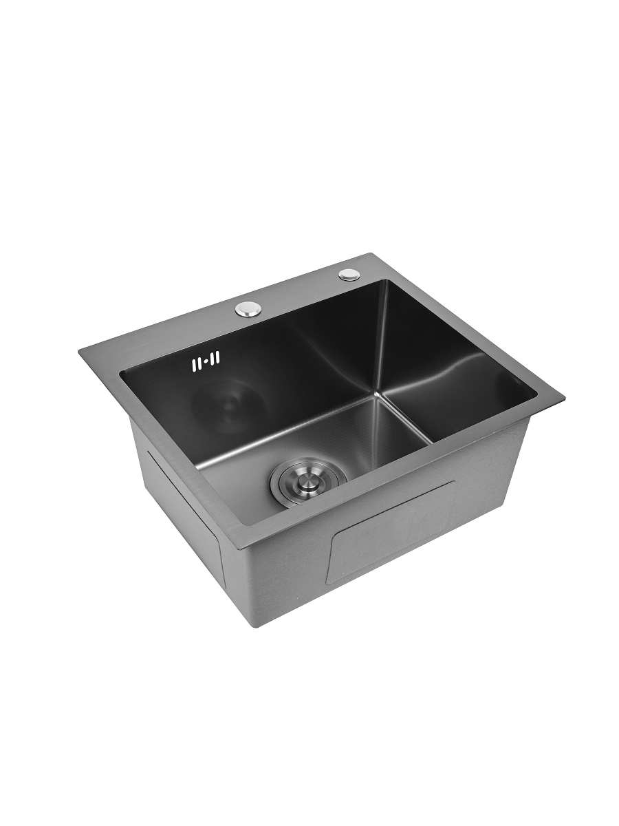 Мойка для кухни STEIN 50х44 из нержавеющей стали, рифленая структура, с сифоном ведерко, дозатором, коландером ST35044BD — фото 1