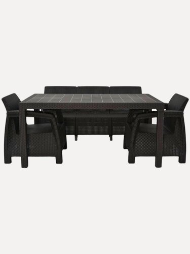 Изображение товара Садовая мебель. Комплект HomlyGreen 3+1+1+обеденный стол 153х79, с комплектом серых подушек