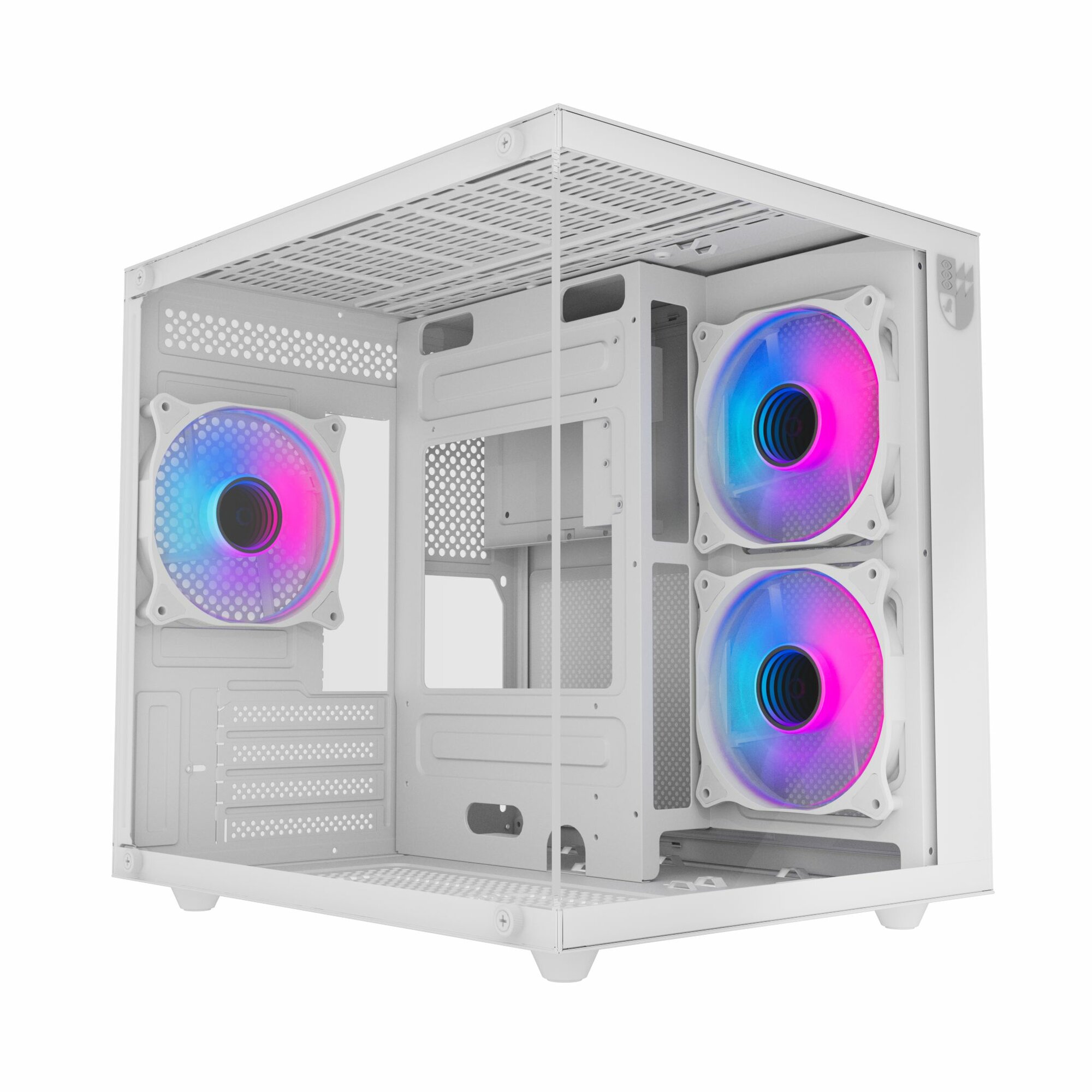 Корпус Invader Q3S кубик + 3 ARGB вентилятора + пылевой фильтр + закаленное стекло, Micro-ATX, Mini-ITX — фото 1