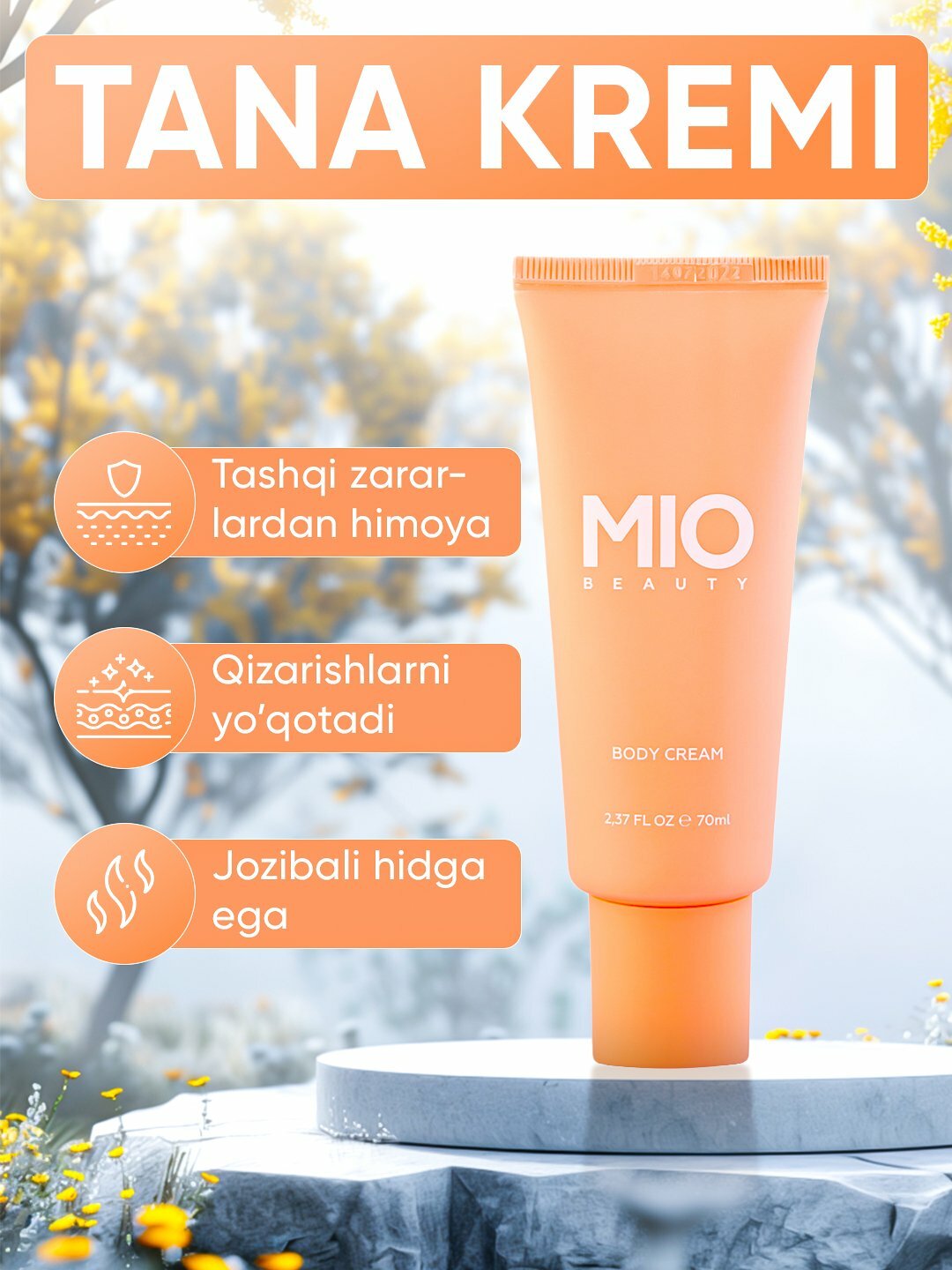 Крем для тела Mio Beauty, для увлажнения, с витамином Е и пантенолом, 70мл — фото 1