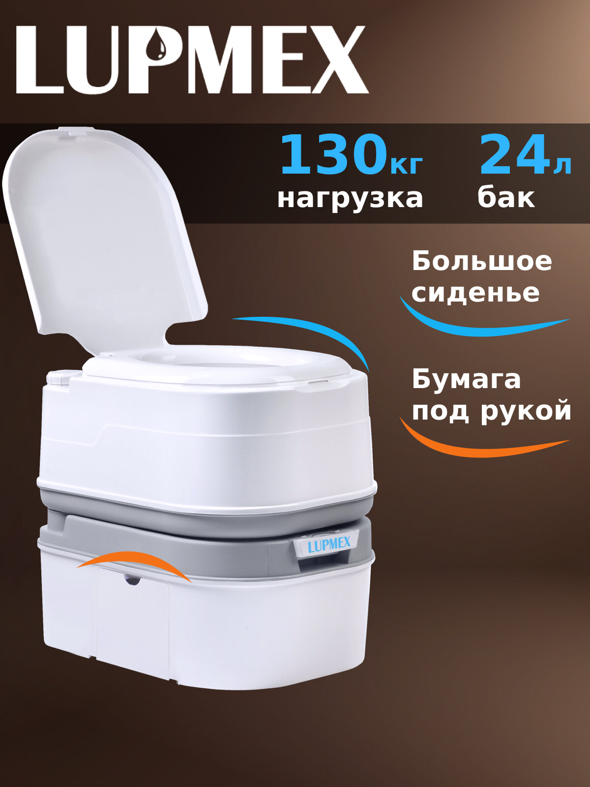 Биотуалет для дачи и дома LUPMEX 79001 без индикатора, биотуалет походный, переносной, жидкостный