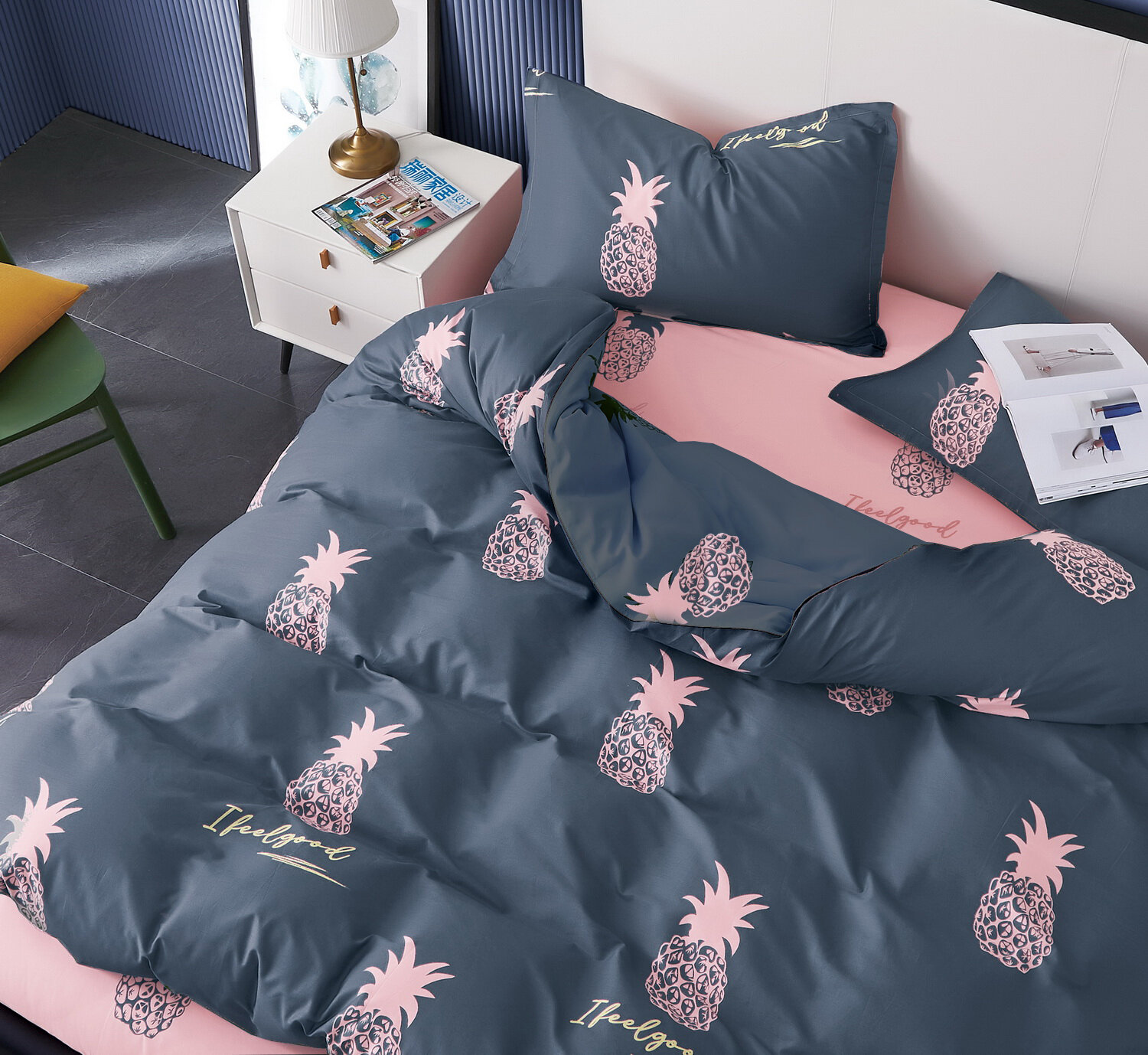 Постельное белье Розовые сны, семейный с простыней на резинке 160*200, сатин, с наволочками 50х70, СК-545-дуэт-50-160