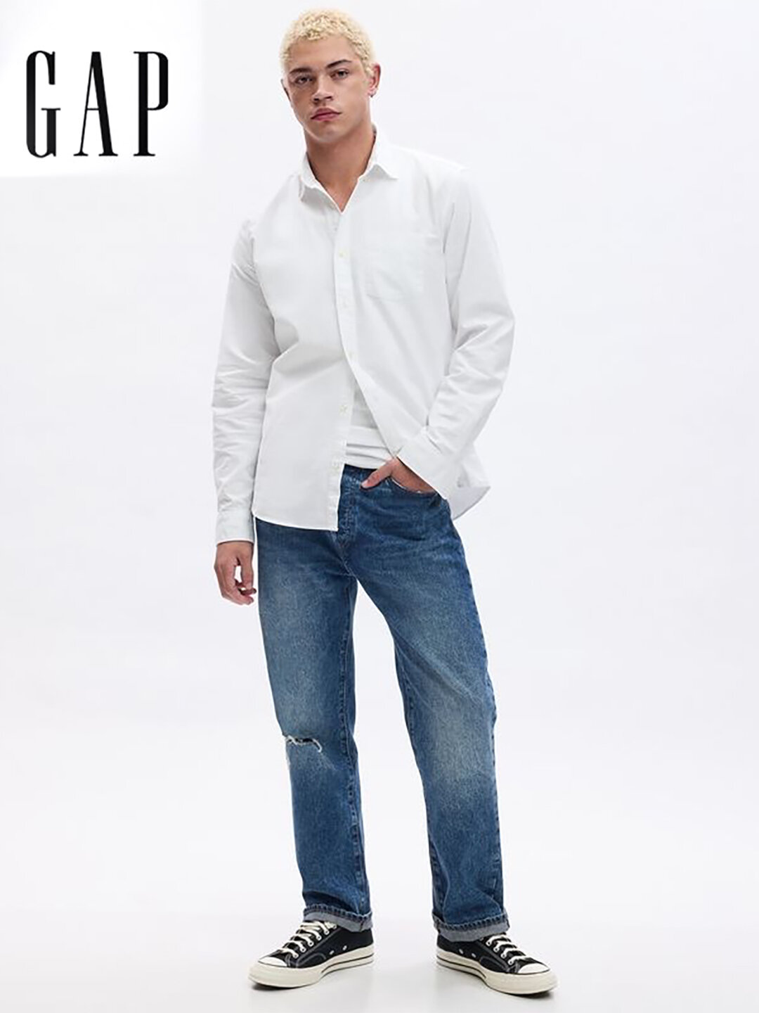 Рубашка GAP, размер M, 001 белый — фото 1