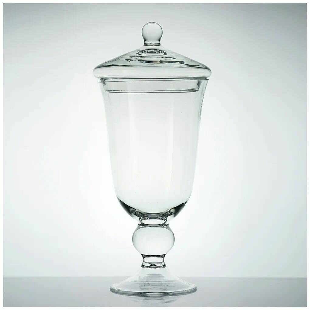 Ваза для цветов/фруктов с крышкой; стекло; D21, H39см.