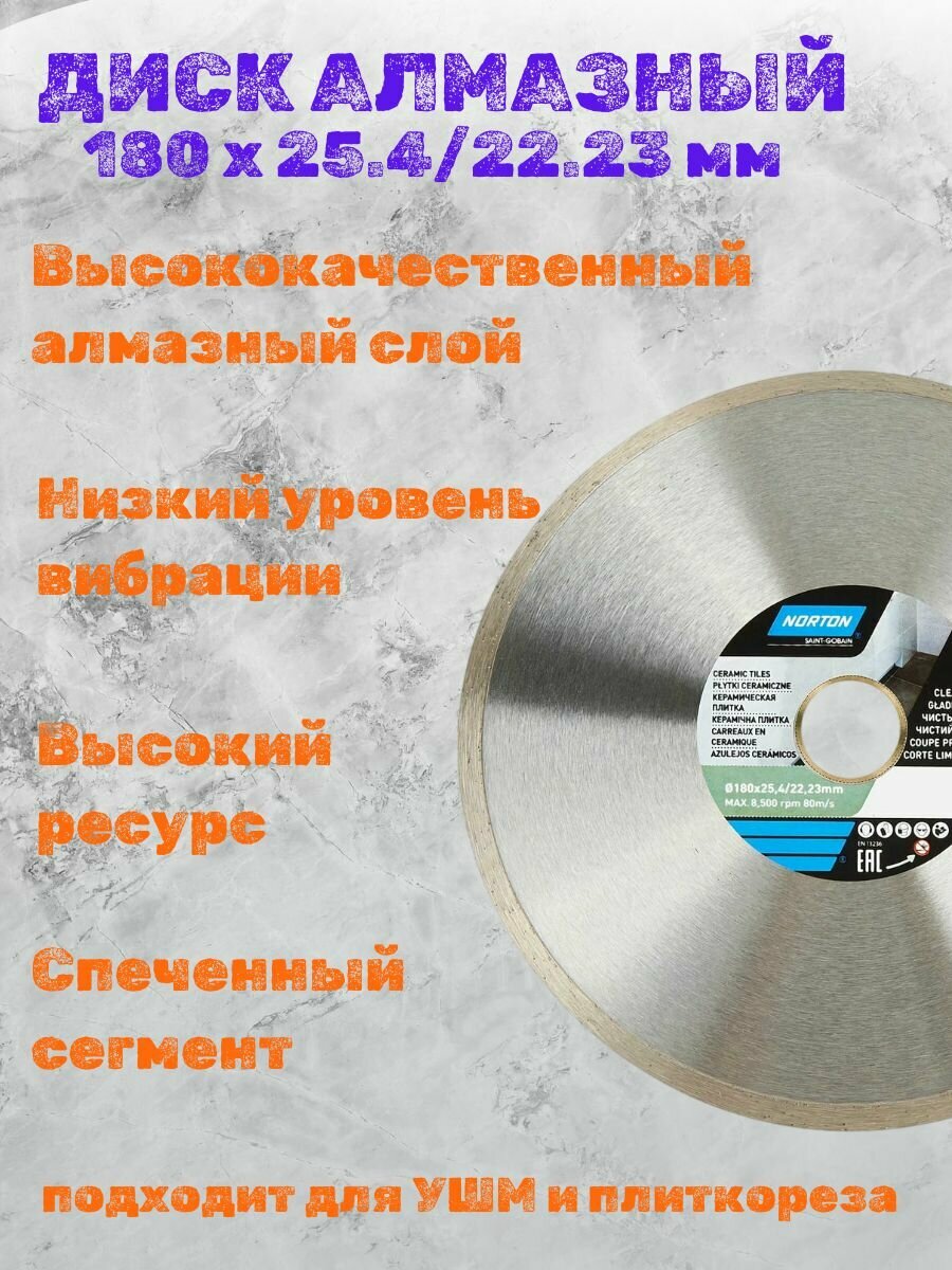 Алмазный диск Norton Saint-Gobain для керамики 180x25.4/22.23 мм