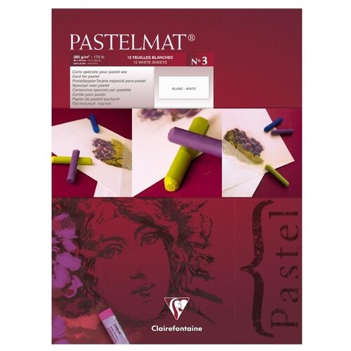 Альбом для пастели 12л. 300*400мм на склейке Clairefontaine "Pastelmat", 360г/м2, бархат, белый, цена за штуку, 304038